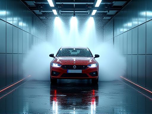 Car going through an express exterior car wash process.