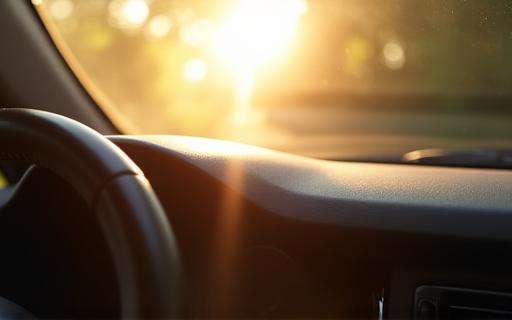 Car dashboard exposed to sunlight, illustrating the need for sun protection.