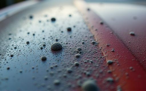 Close up of car paint showing dirt particles that can cause damage.